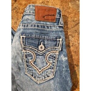 BIG‎ STAR Sweet Ultra Low Rise Med Wash Blue Denim Capri Jeans  Size 25 (J19)